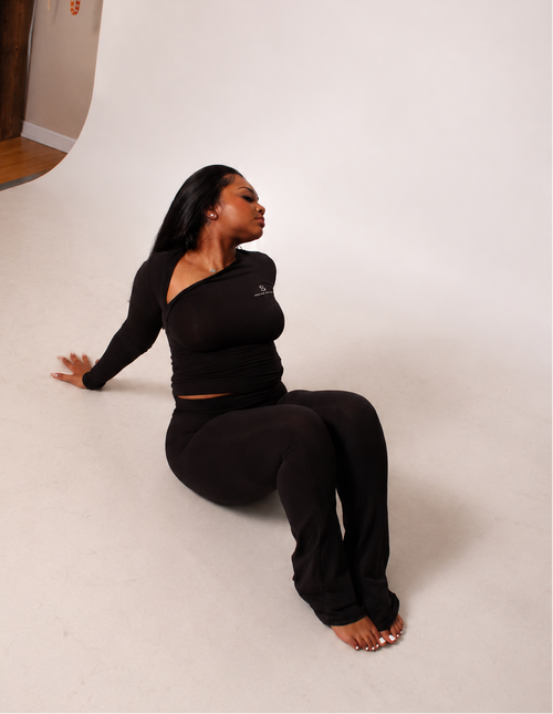 Slim Fit Asymmetrical Aurora Top (Obsidian)
